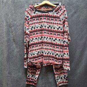 Disney Winter Fleece Mickey Mouse Red, Black, And Gray Pajama Set Sz XL 16-18